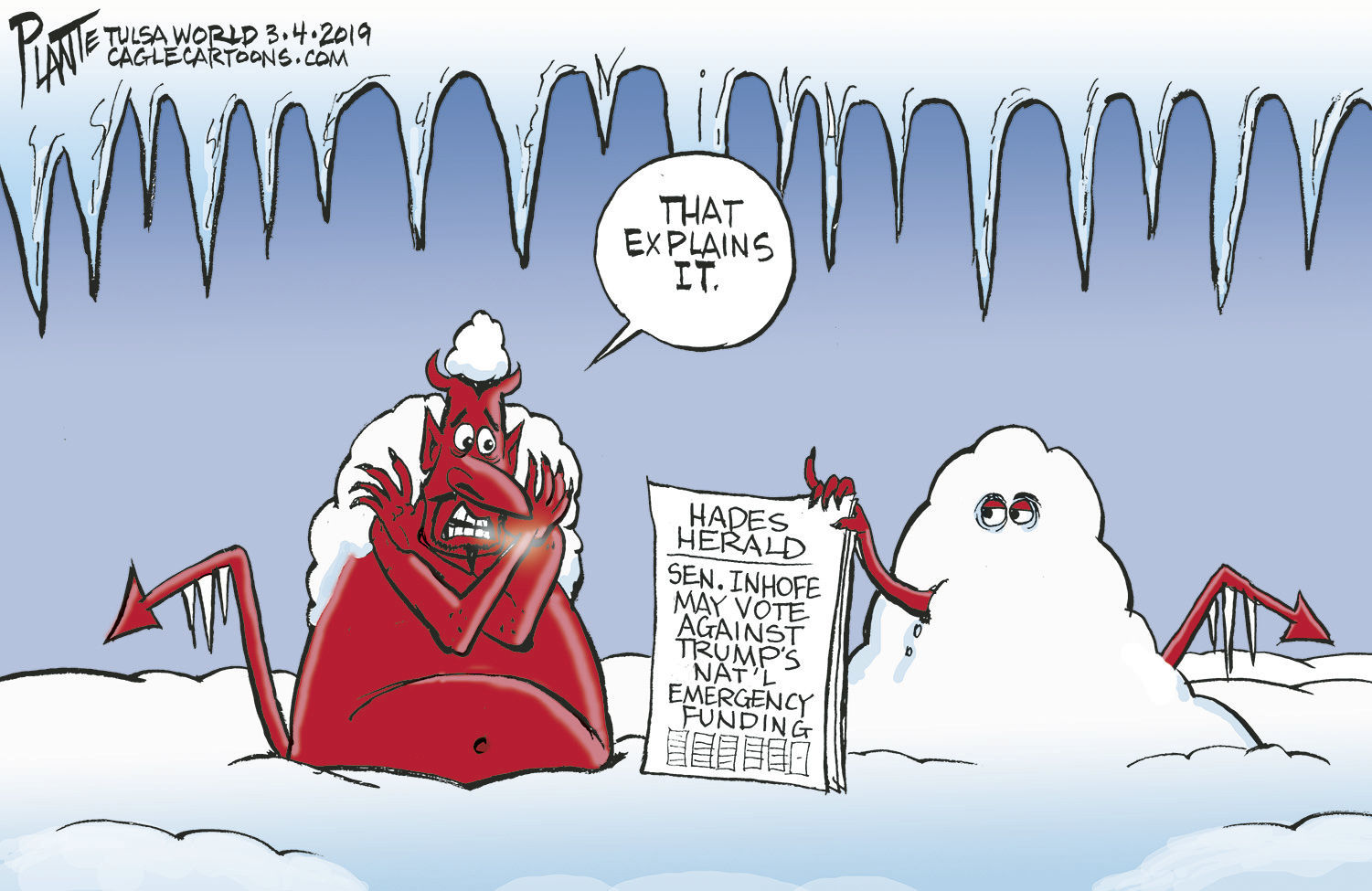 Bruce Plante Cartoon: Trump and Senator Inhofe